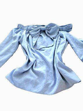 Riley & Rae Brand Blue Bow Off Shoulder Top Size XS